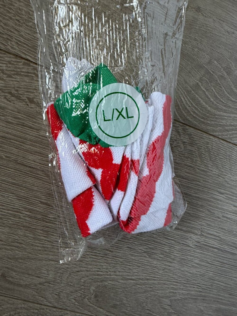 Holiday Red White Green Striped Over-the-Knee Socks L/XL - Picture 5 of 5